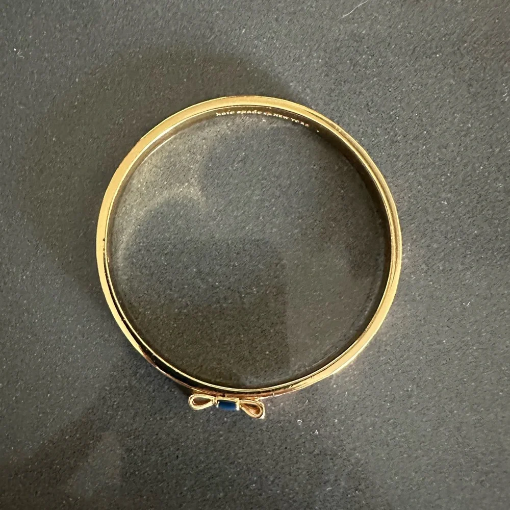 kate spade Gold Bow Bracelet with Navy and Blush Enamel - Picture 5 of 8